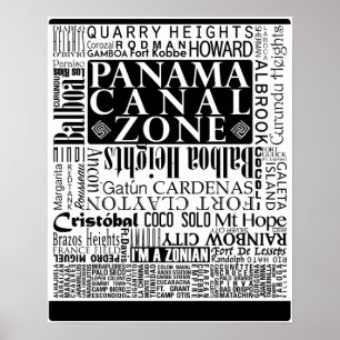 PCZ - Lägen för Panama kanalzon med gränsen Poster
