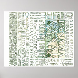 PCZ - Zona platser för Panama-kanalen med Karta Poster