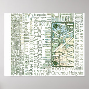 PCZ - Zona platser för Panama-kanalen med Karta Poster