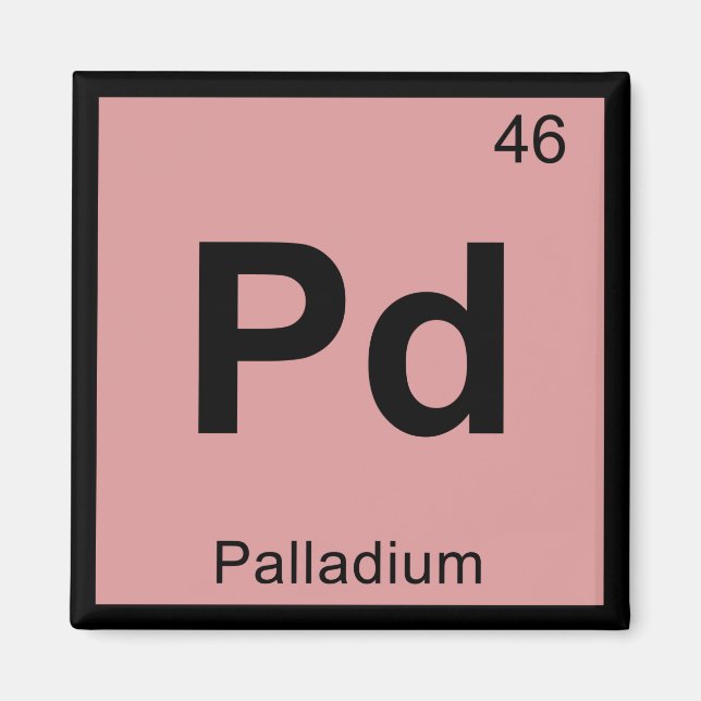 Pd - Palladium kemi periodiska systemet symbol Magnet (Framsidan)