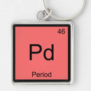 Pd - Periodkemi-Inslag-symbol Funny T-Shirt Fyrkantig Silverfärgad Nyckelring