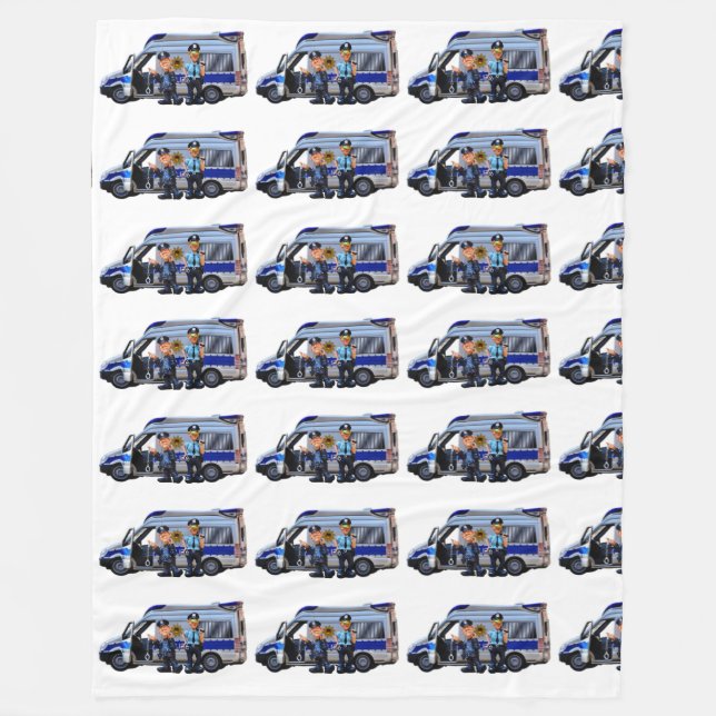 PD Police Tillsatta lagar Academy Grad Car Fleecefilt (Framsidan)