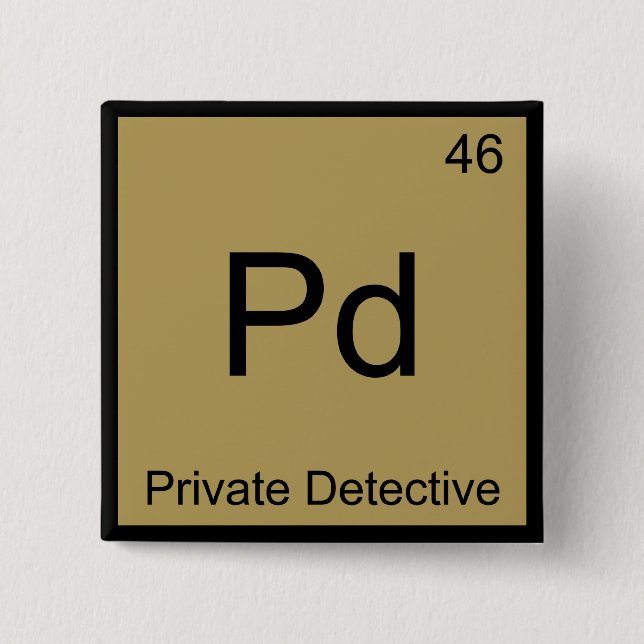 Pd - Privatdetektiv Kemiskt Elementsymbol T Knapp (Framsida)