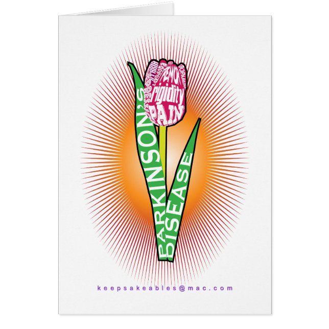 PD Wordy Tulip med sprängning Hälsningskort (Framsidan)