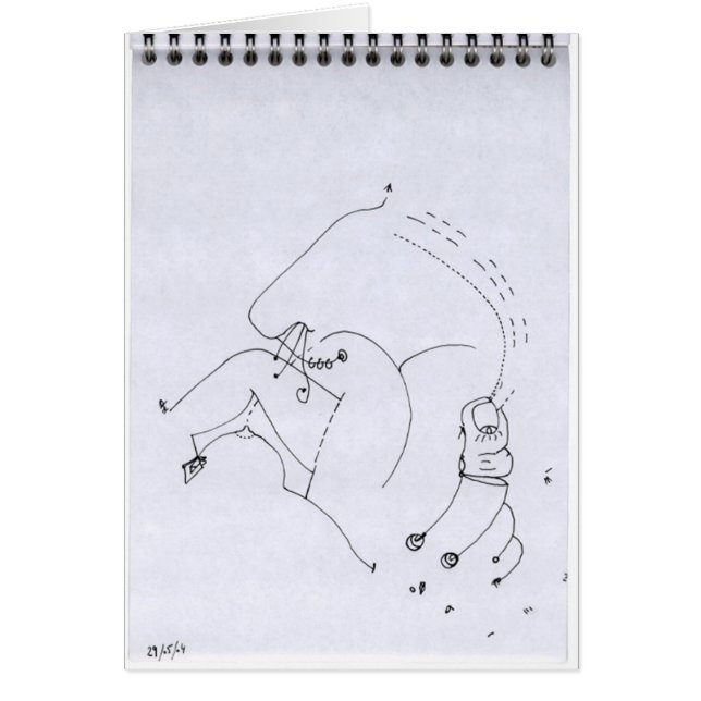 PDD24 Litet Weak Teckning Surreal Porträtt Doodles Hälsningskort (Framsidan)