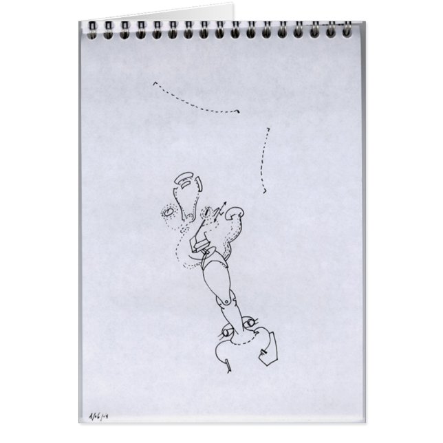 PDD34 Liten svag Teckning Surreal Leg Ansikte Dood Hälsningskort (Framsidan)