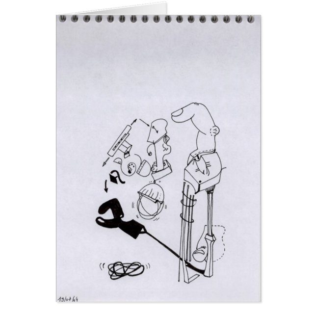 PDD62 S W Teckning Surreal Finger Shadow Doodles Hälsningskort (Framsidan)