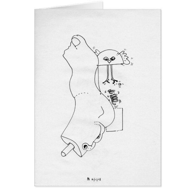 PDD Small Weak Teckning Bird Prosthetic Foot Card Hälsningskort (Framsidan)
