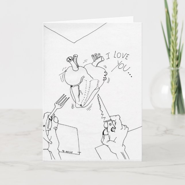 PDD Small Weak Teckning Heart Scary V Doodles-kort Helgkort (Framsida)