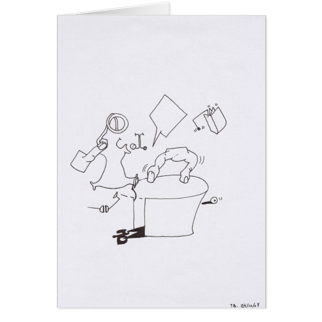 PDD Small Weak Teckning Surreal Dancing Finger Hälsningskort (Framsidan)