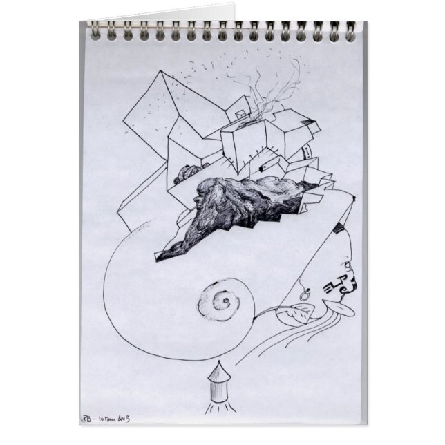 PDD Small Weak Teckning Surrealist Odd Card Hälsningskort (Framsidan)