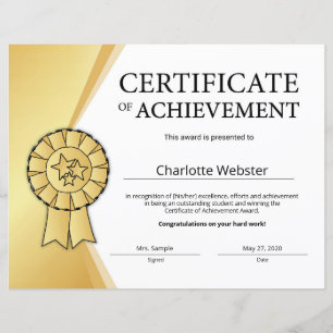 PDF-certifikat för uppnående i guld