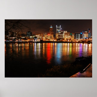 PDX City Skyline på natten Poster