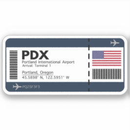 PDX Portland Boarding Pass - Oregon Klistermärken
