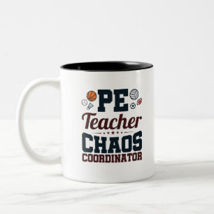 PE-lärare Chaos-koordinator Två-Tonad Mugg