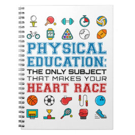 PE-lärare Phys Ed Gym Coach Heart Tävling Anteckningsbok