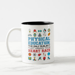 PE-lärare Phys Ed Gym Coach Heart Tävling Två-Tonad Mugg