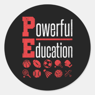 PE Teacher Gym Coach Powerful Education Runt Klistermärke