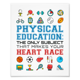 PE Teacher Phys Ed Gym Coach Heart Tävling Fototryck