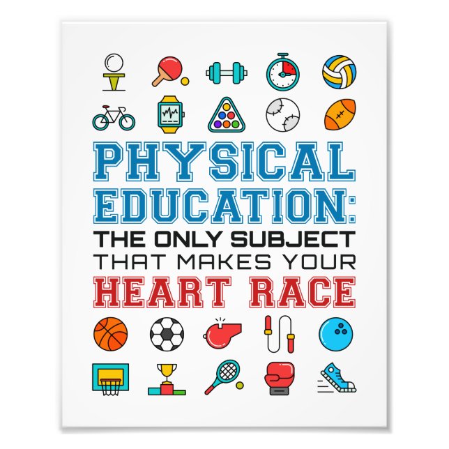 PE Teacher Phys Ed Gym Coach Heart Tävling Fototryck (Framsidan)
