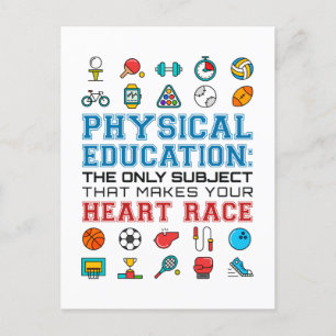 PE Teacher Phys Ed Gym Coach Heart Tävling Vykort