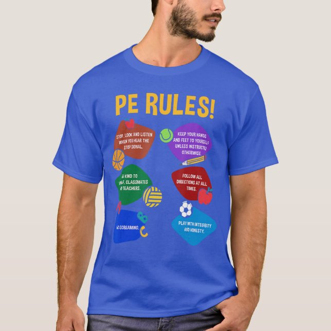 PE Teacher Physical Education Rules School Gym Men T Shirt (Framsida)