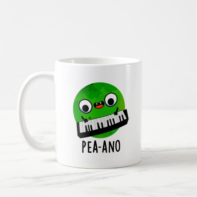 Pea-ano Funny Music Veggie Pea Pun Kaffemugg (Vänster)