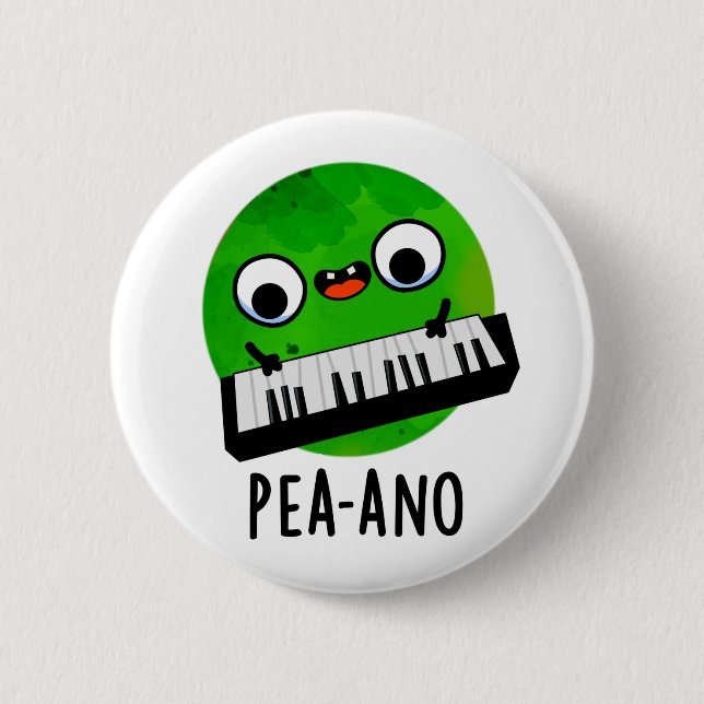 Pea-ano Funny Music Veggie Pea Pun Knapp (Framsida)