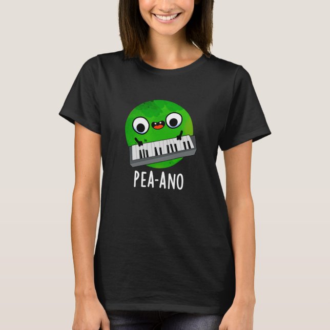 Pea-ano Funny Music Veggie Pea Pun Mörk BG T Shirt (Framsida)