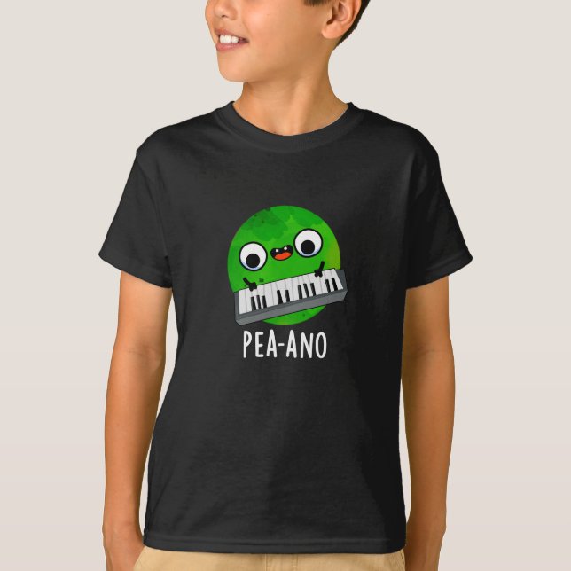 Pea-ano Funny Music Veggie Pea Pun Mörk BG T Shirt (Framsida)