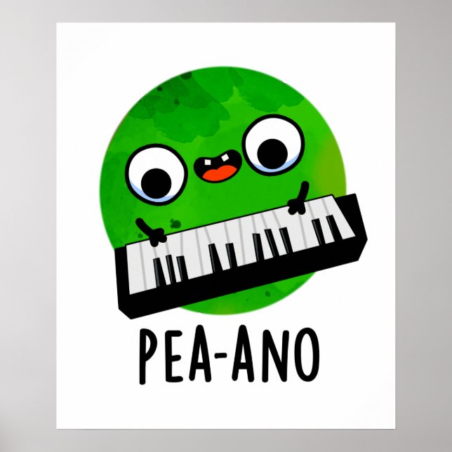 Pea-ano Funny Music Veggie Pea Pun Poster (Framsidan)