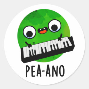Pea-ano Funny Music Veggie Pea Pun Runt Klistermärke