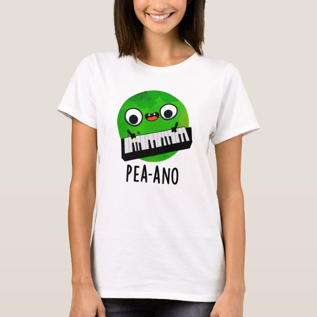 Pea-ano Funny Music Veggie Pea Pun T Shirt (Framsida)