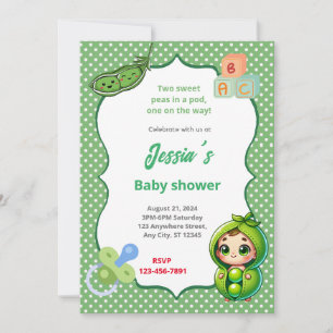 Pea Baby Shower Inbjudningar