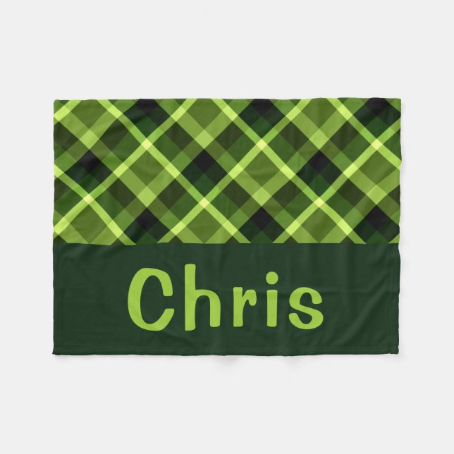 Pea Grönt Play Monogram Small Fleece Blanket (Framsidan (Horisontell))