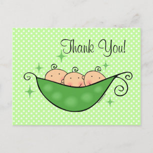 Pea in My Pod Triplets Tack Postcard Vykort