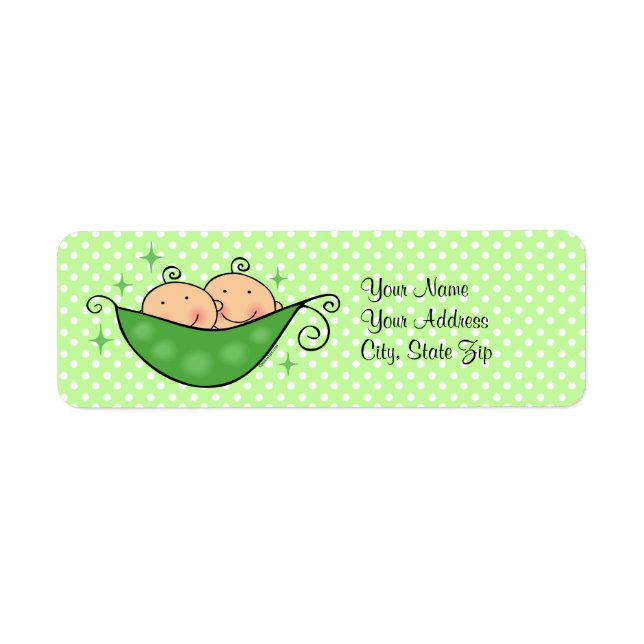 Pea in My Pod Twillingar Anpassningsbar Returadress Etikett (Framsidan)