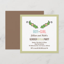Pea in Pod Gender Reveal Baby Shower Inbjudan