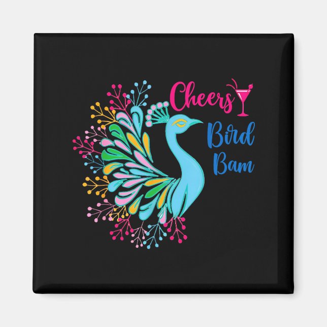 Pea Mahjong Cheers Bird Bam Chinese Mah Jong Wine  Magnet (Framsidan)