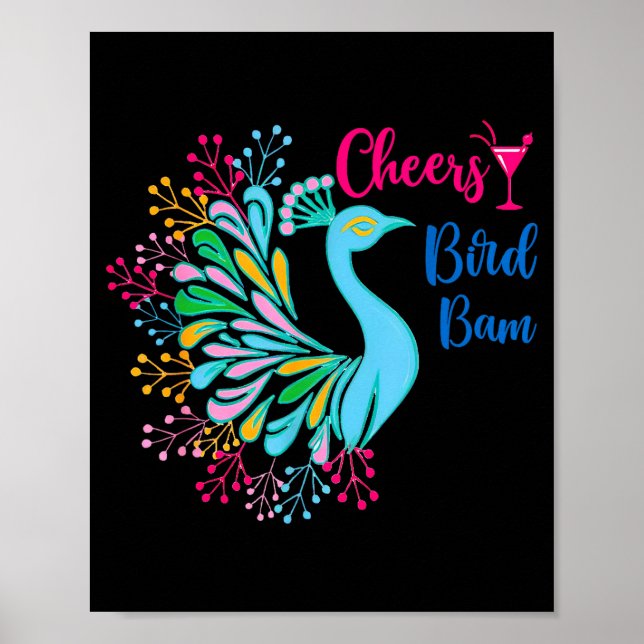 Pea Mahjong Cheers Bird Bam Chinese Mah Jong Wine  Poster (Framsidan)