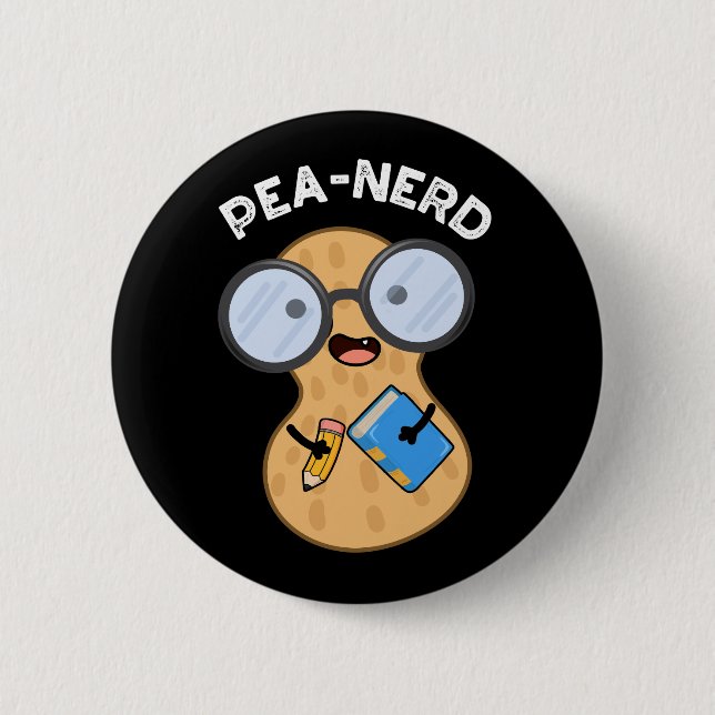 Pea-nerd Funny Nerd Peanut Pun Mörk BG Knapp (Framsida)