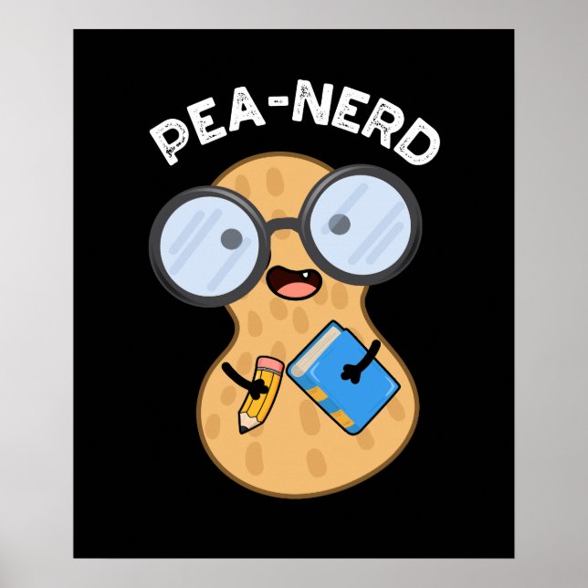 Pea-nerd Funny Nerd Peanut Pun Mörk BG Poster (Framsidan)