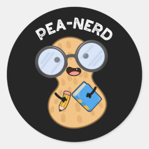 Pea-nerd Funny Nerd Peanut Pun Mörk BG Runt Klistermärke