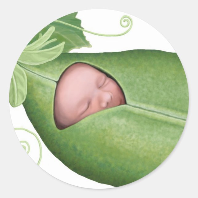 Pea Pod Baby Runt Klistermärke (Framsida)