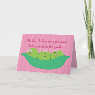 Pea Pod Pals Nyfödd bebis Girls Grattiss Card Kort
