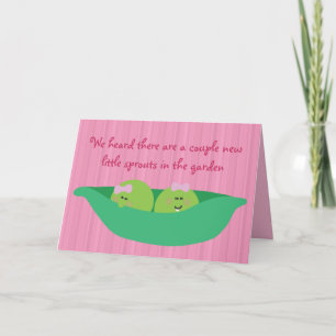 Pea Pod Pals Nyfödd bebis Girls Grattiss Card Kort