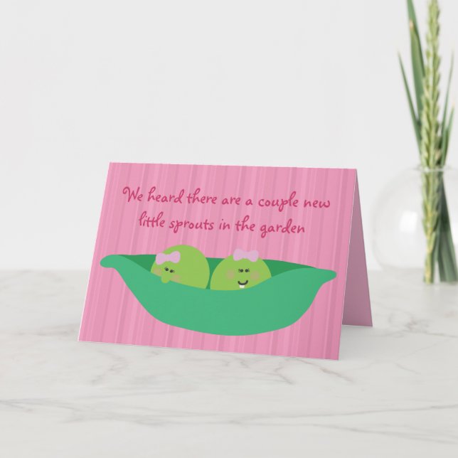 Pea Pod Pals Nyfödd bebis Girls Grattiss Card Kort (Framsida)