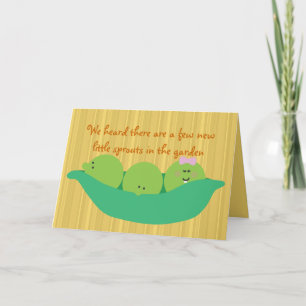 Pea Pod Pals Triplet Spädbarn Grattiss Card Kort