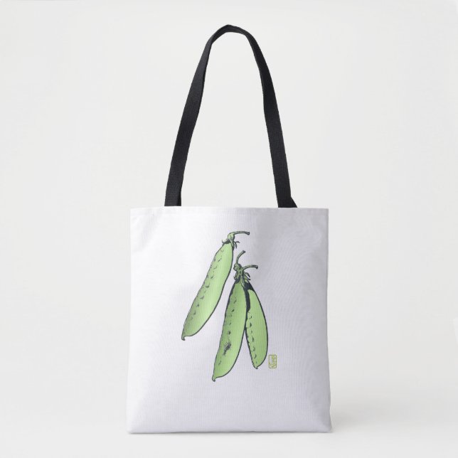 Pea Pods Sturdy Brushed Polyester Shoulder Tote Tygkasse (Framsida)