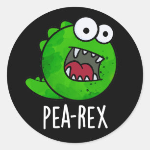 Pea Rex Funny Dinosaur Veggie TRex Pun Mörk BG Runt Klistermärke